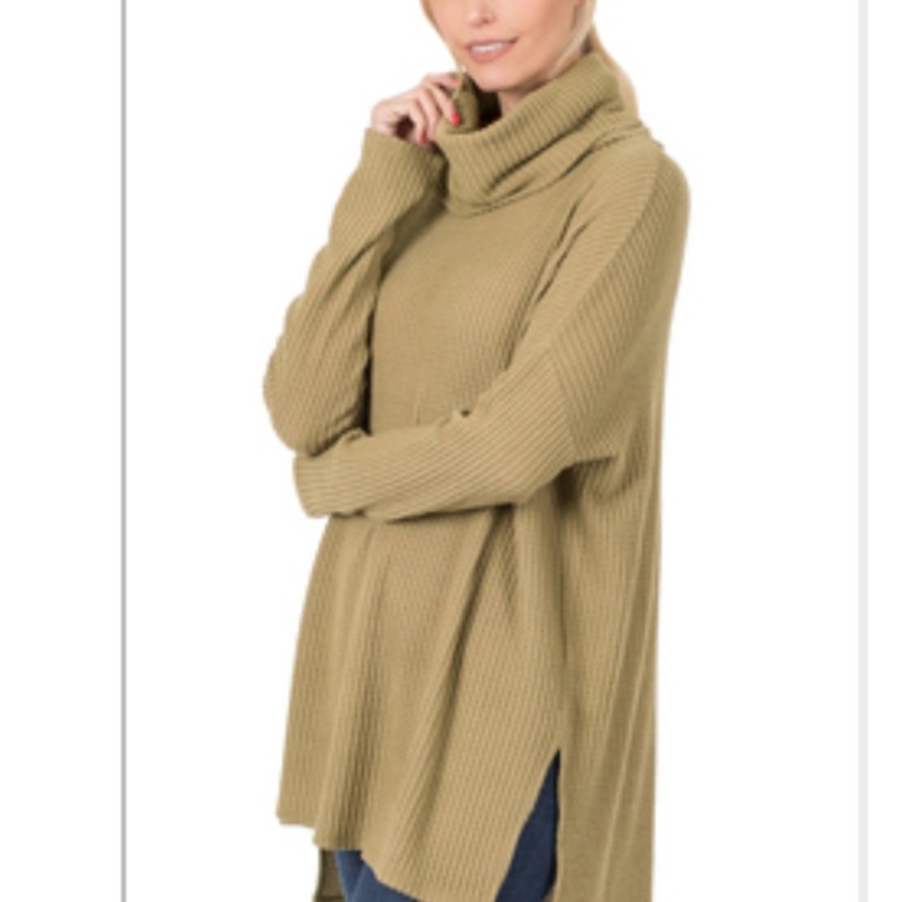 Olive Green Turtleneck Sweater